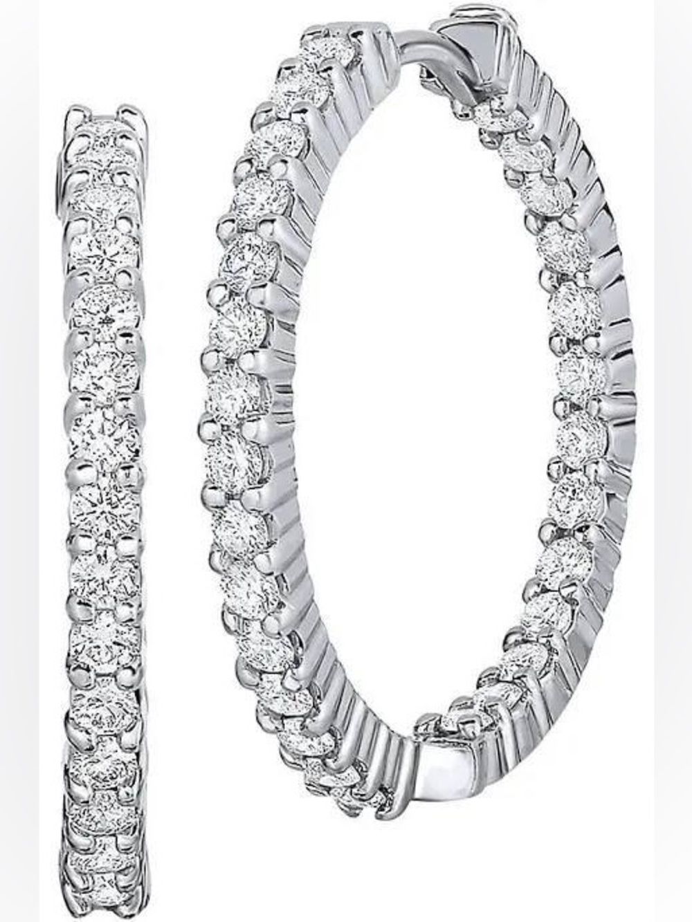 Roberto coin 18K White Gold & 1.7 TCW Diamond Inside-Out Hoop
Earrings/25MM